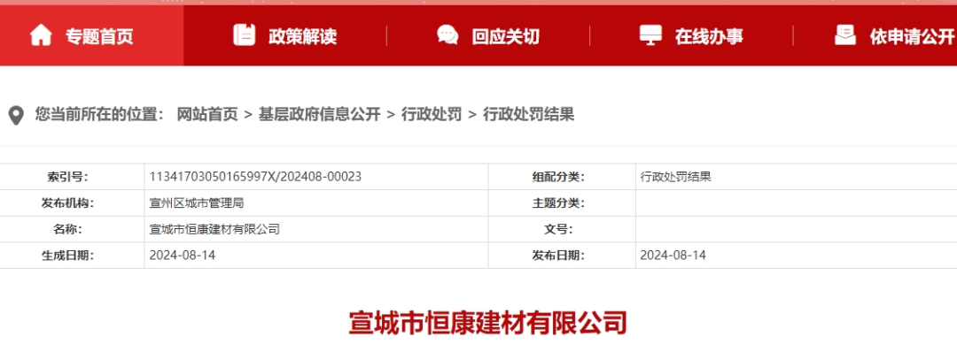 宣城一企业被重罚37万