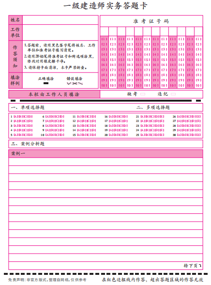 不规范填涂答题卡,影响一建考试成绩!
