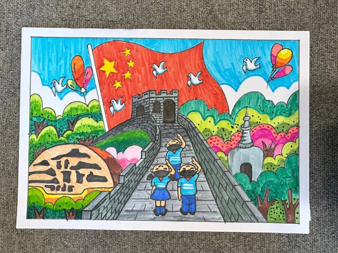 小学生长城图画 手绘图片