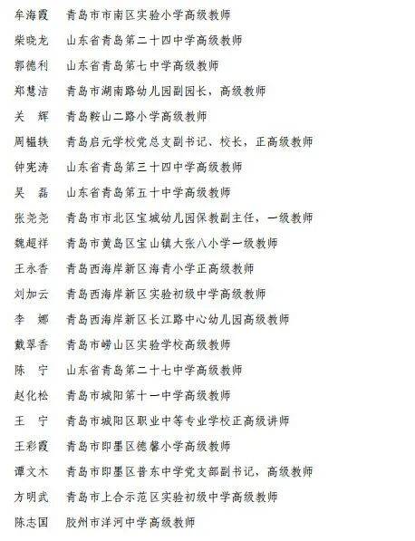 山东省优秀教师拟表彰对象公示_评选_情况_信函