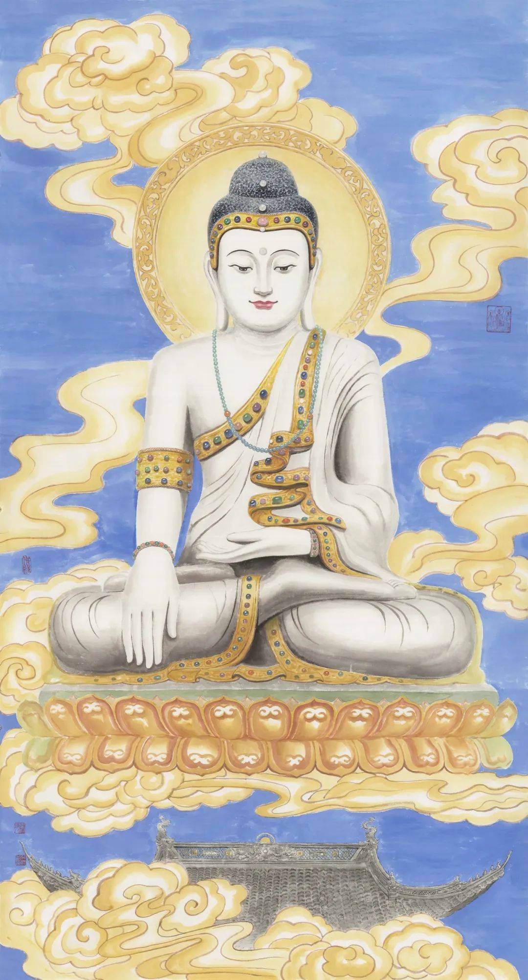 尤其是佛教艺术类作品,她不断尝试以西方油画,素描,水粉和国画水墨