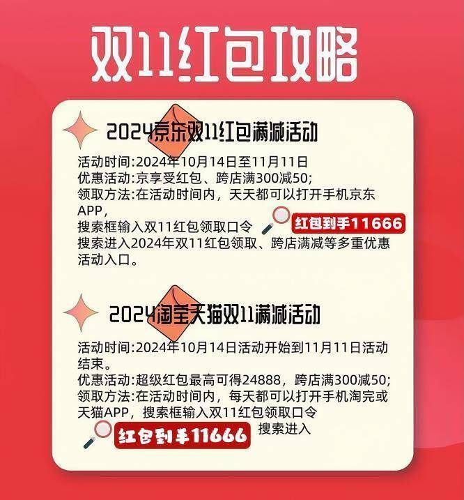 2024年双十一不再考奥数，双11优惠卷红包+满减规则+详细时间表