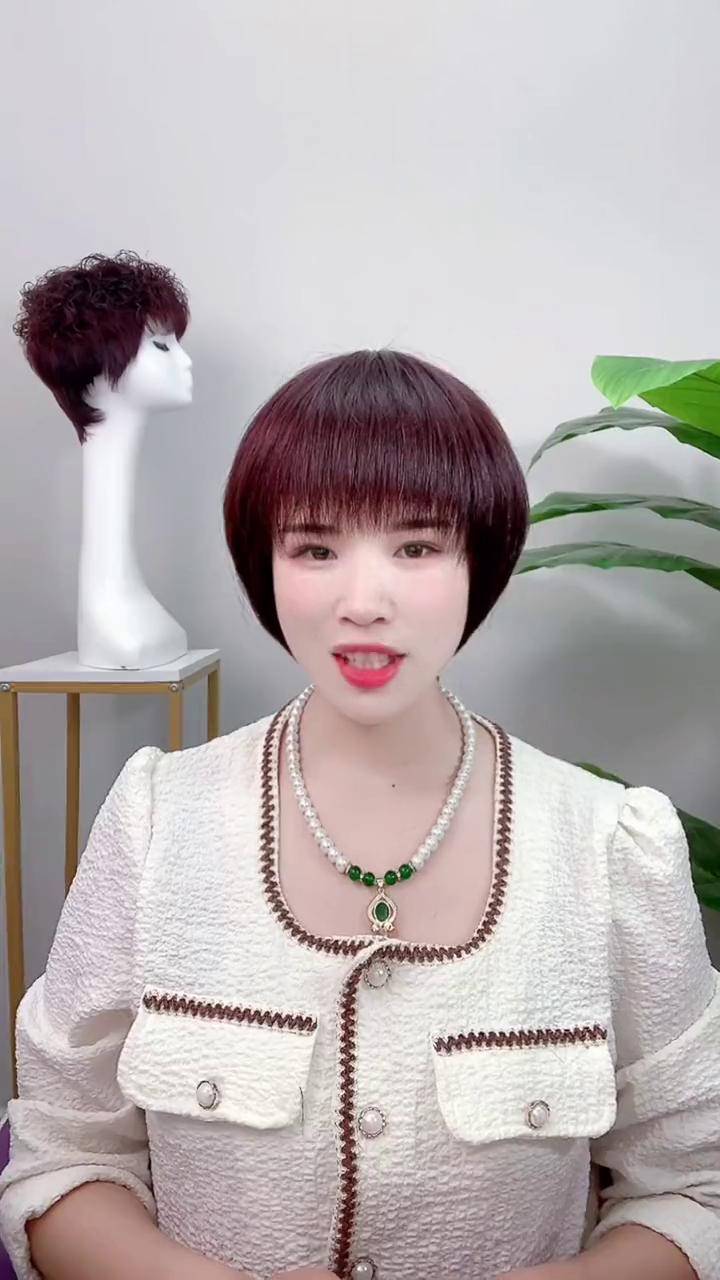 时尚气质沙宣波波头,全真发丝制作,每一顶都和主播佩戴的效果一样假发