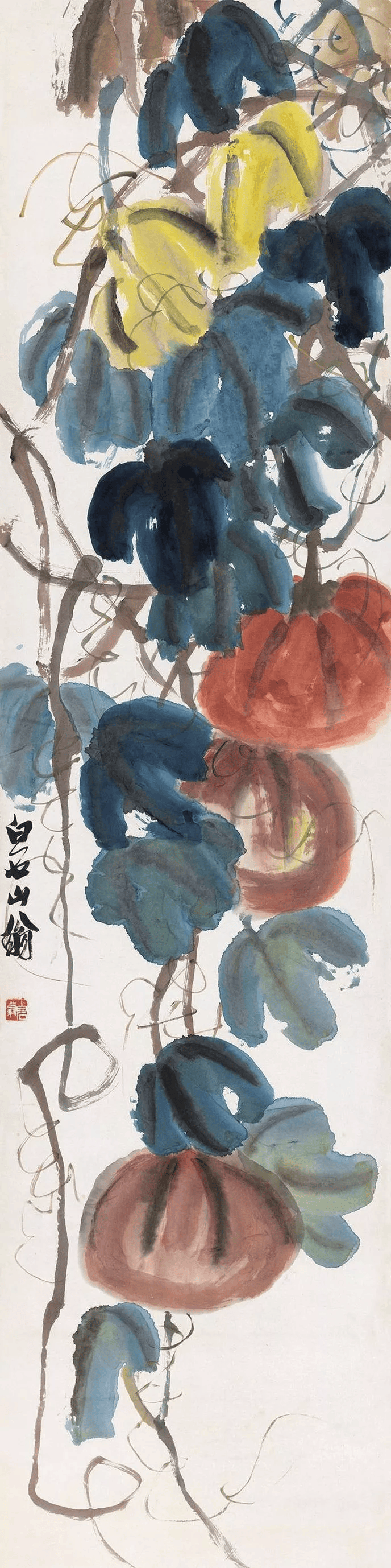 齐白石写意瓜果豆谷,令人魂归田园!_白菜_葫芦科_南瓜