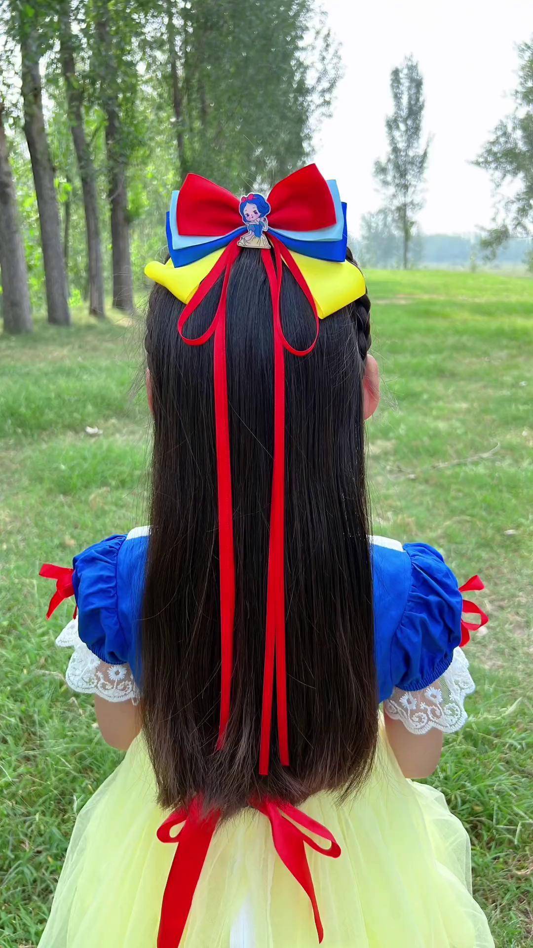 一看就会的白雪公主披肩发白雪公主儿童编发 头饰发饰 编发教程 生