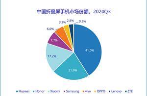 41%断层式领先！华为稳居中国折叠屏手机市场份额第一