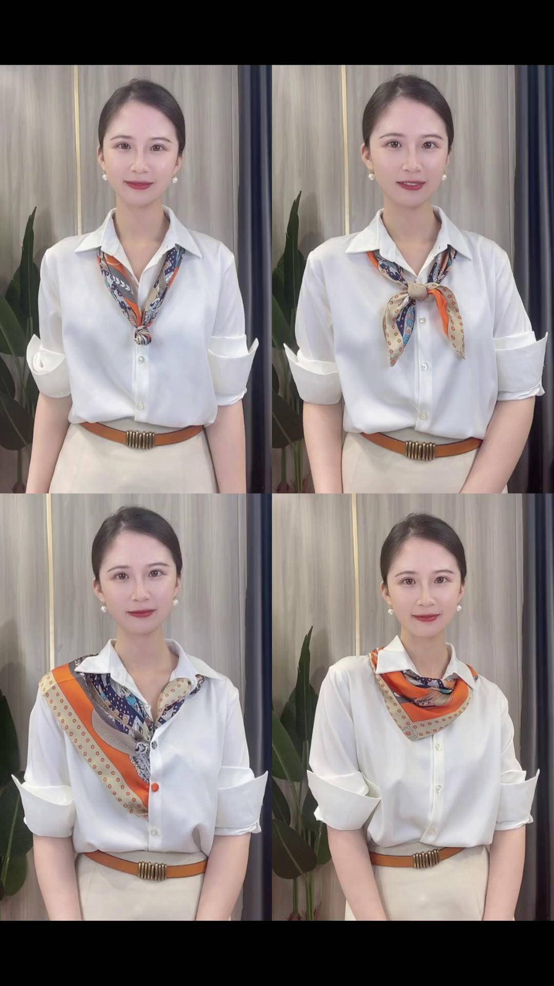 丝巾 衬衫 丝巾系法大全 搭配技巧 穿搭