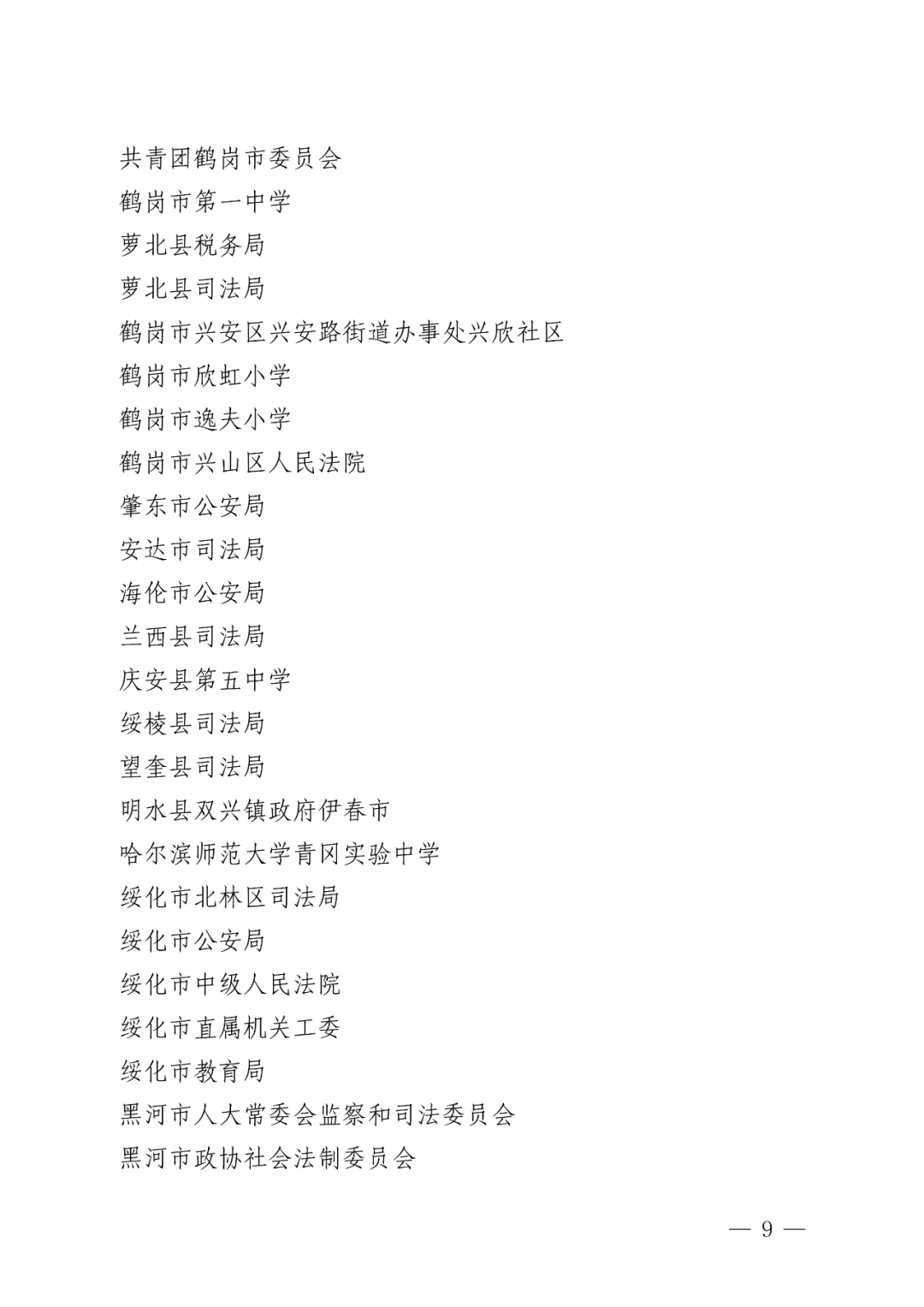 关于全省"八五"普法中期拟通报表扬单位和个人的公示_黑龙江省_名单