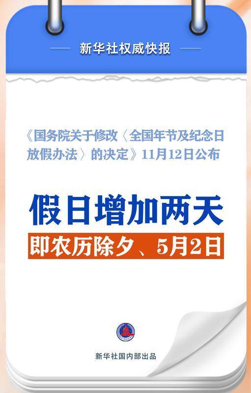 新華社權威快報|春節(jié)和勞動節(jié)各增1天！2025年放假安排來了