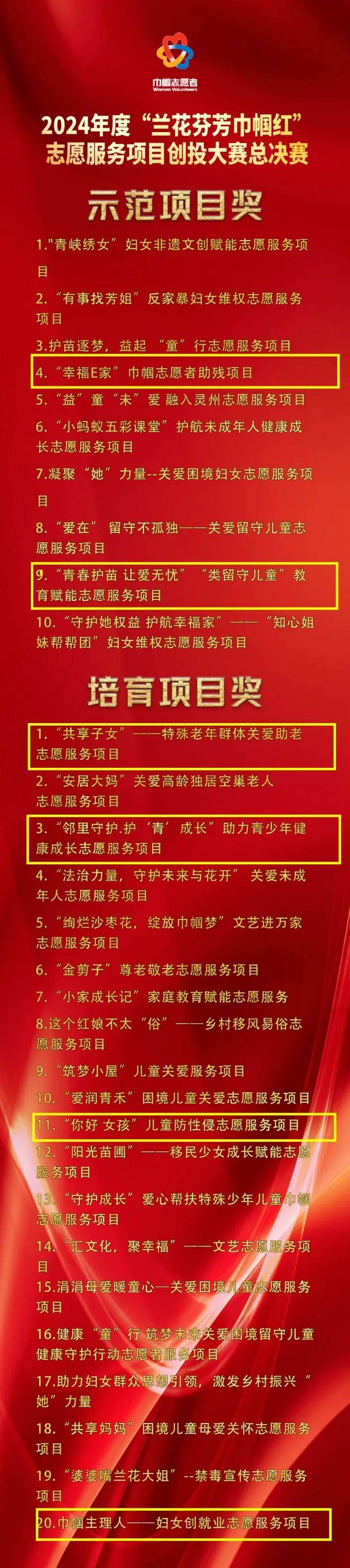 巾帼志愿服务项目内容