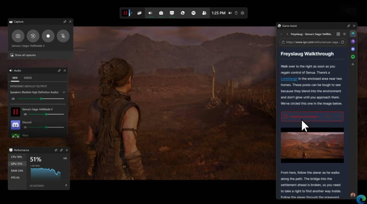 微软 Win11 Game Bar 迎来内置浏览器，自动识别游戏显示攻略等