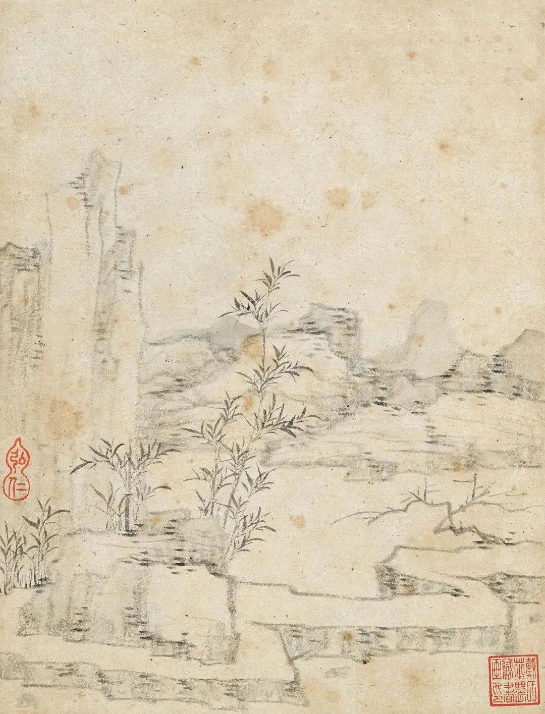 他画册| 明末清初弘仁静谷寒烟册_倪瓒_云林_意境