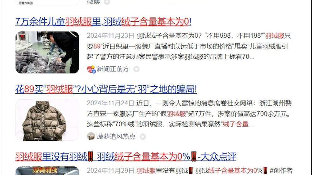 羽绒服“假绒”乱象调查：“羽丝”“绒丝”到底是什么？ -华闻时空