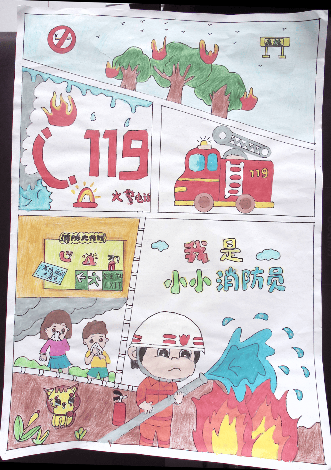 学校:邢台市南和区北关幼儿园姓名:郑佳一作品名称:《消防安全》