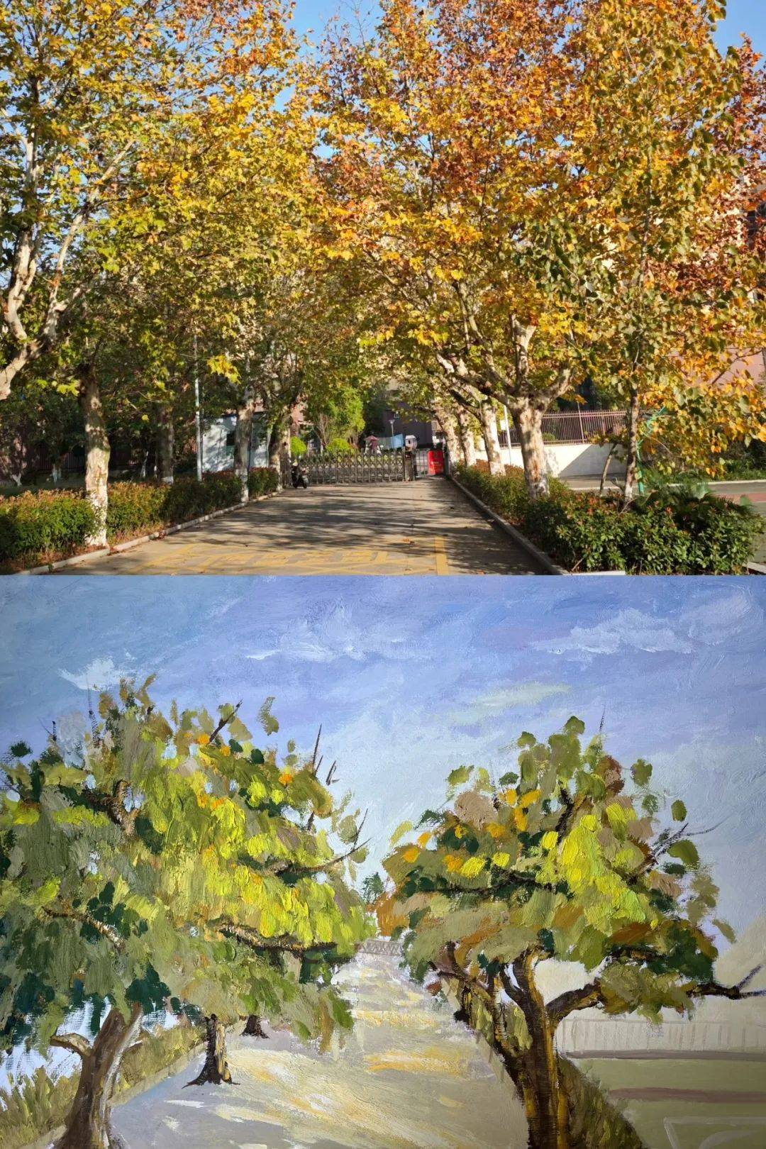 老师们通过此次"校园一角"风景写生,在感受自然之美的同时,加强了