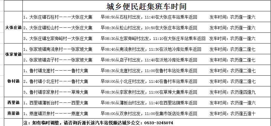 长途,区间,城乡发车时刻表(2025年1月8日起执行)