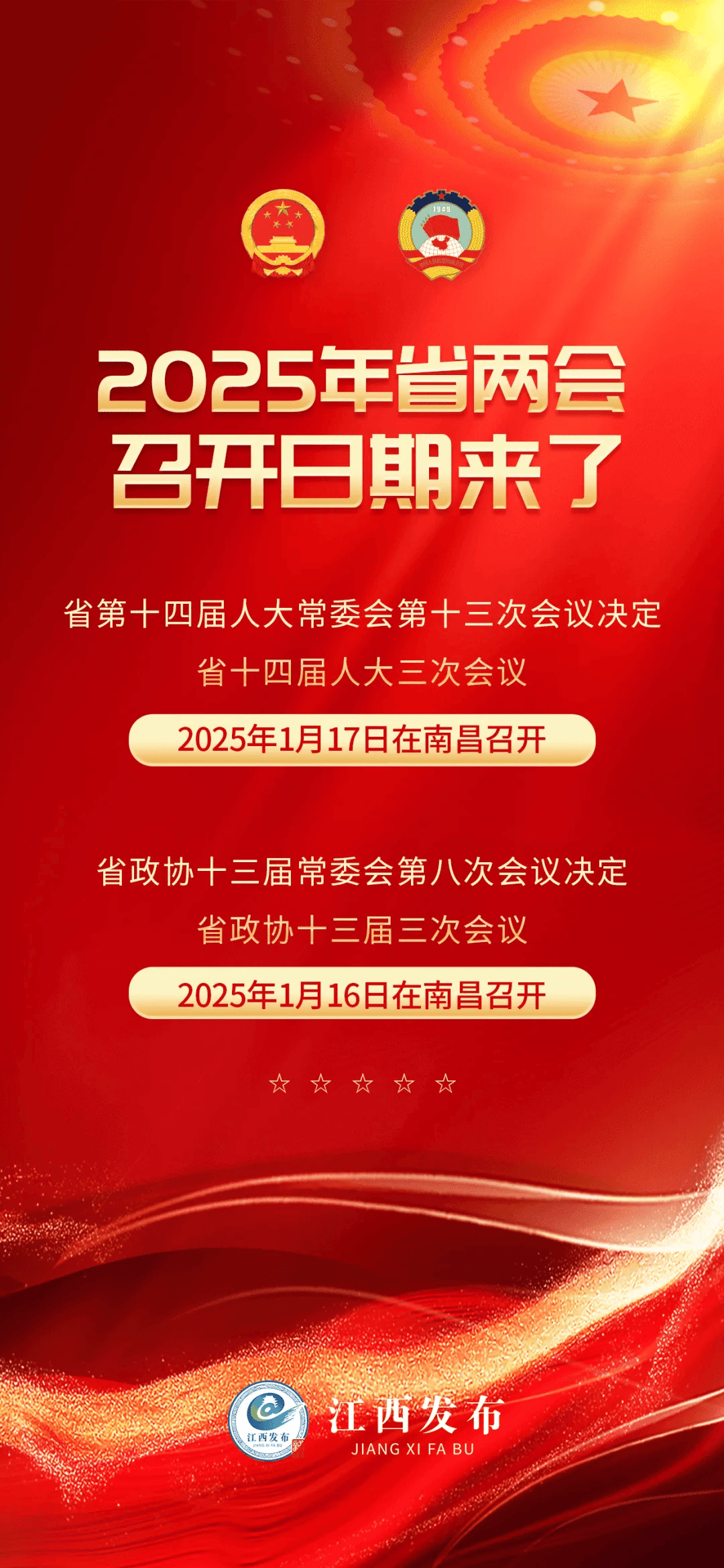 2025年省两会召开日期来了