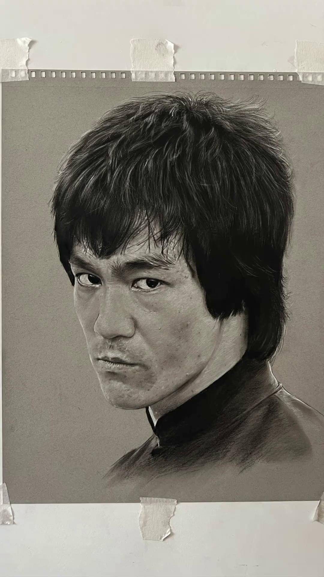 昨天下午画的李小龙,竟然有人说是打印的 李小龙 人物肖像