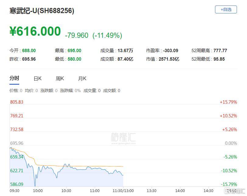 寒武紀(jì)閃崩！股價(jià)暴跌超15%，誰(shuí)在暴力砸盤？