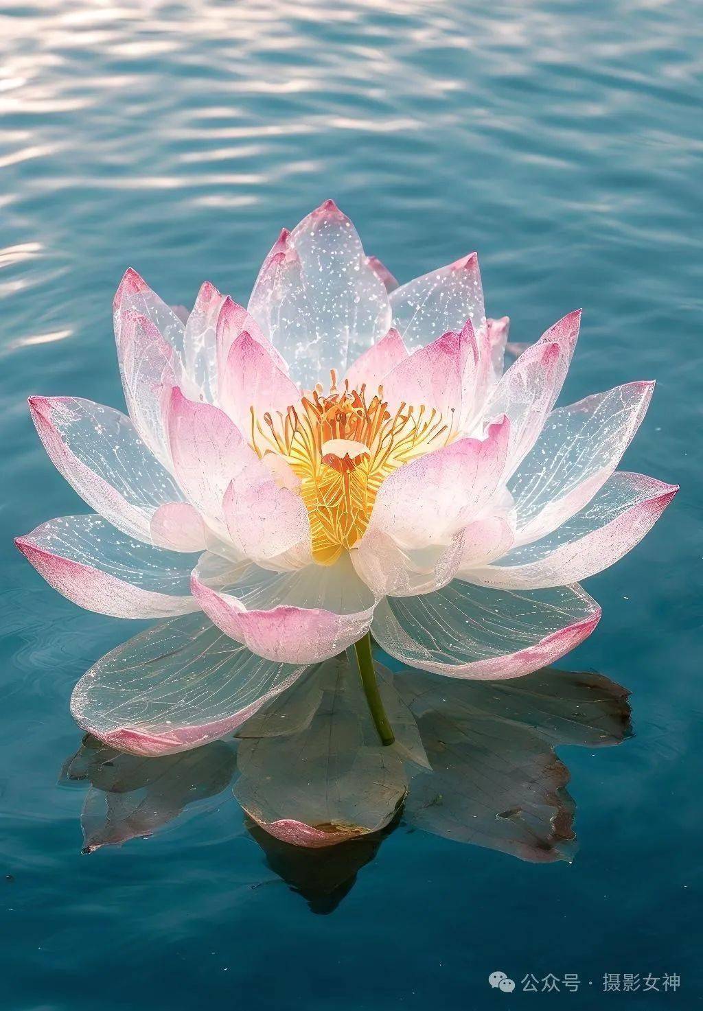罕见的透明莲花,沁人心脾