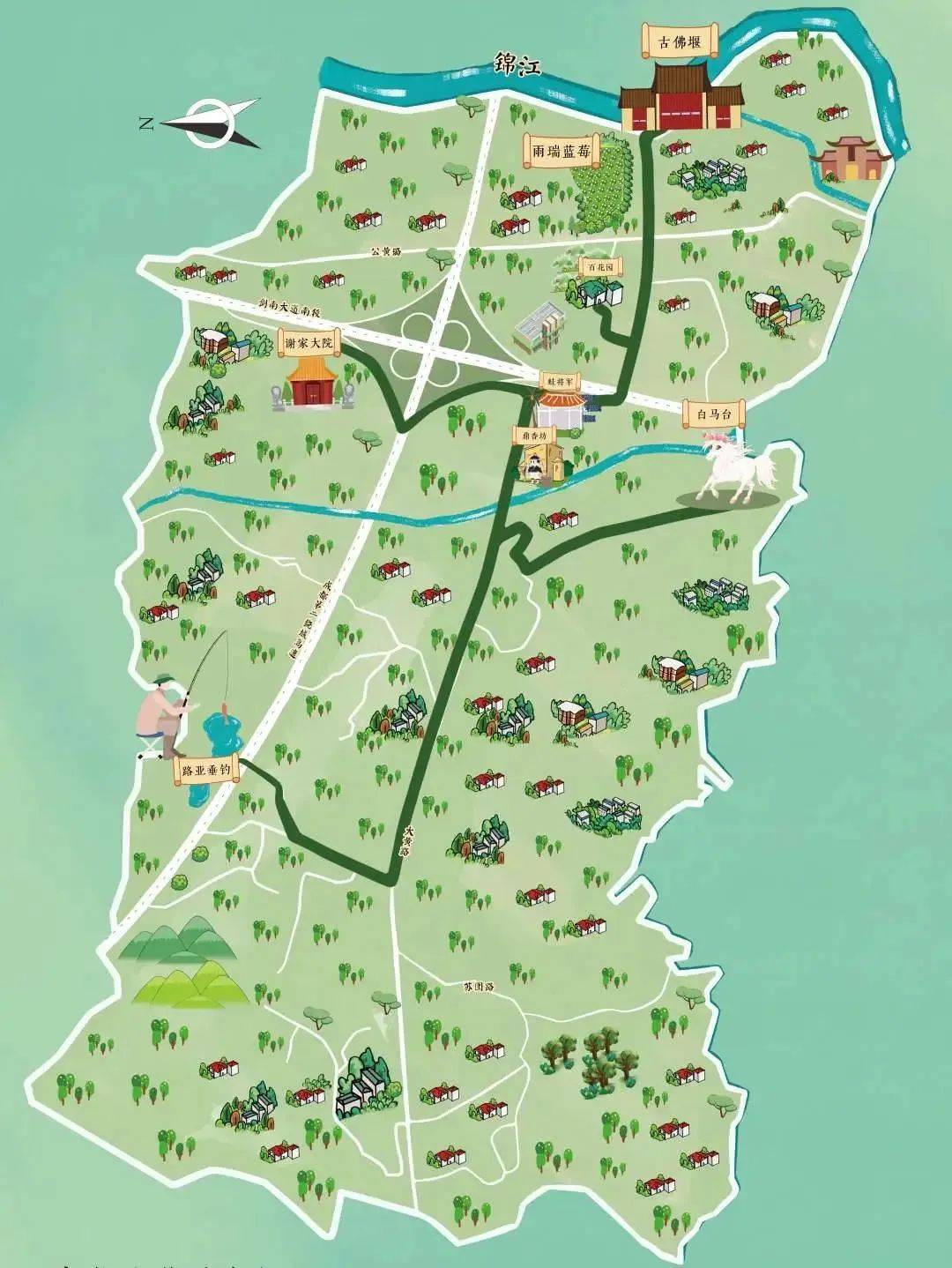 春日黄龙溪手绘地图解锁7大宝藏踏春路线!