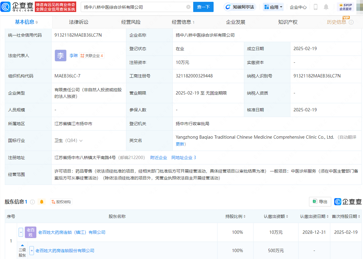 老百姓成立中医综合诊所公司