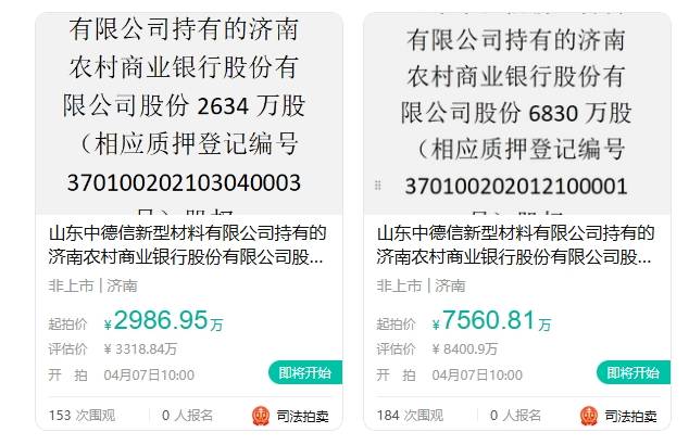 踩雷青岛巴龙系，济南农商银行9464万股股权遭发起人拍卖，前青岛首富金融版图崩塌
