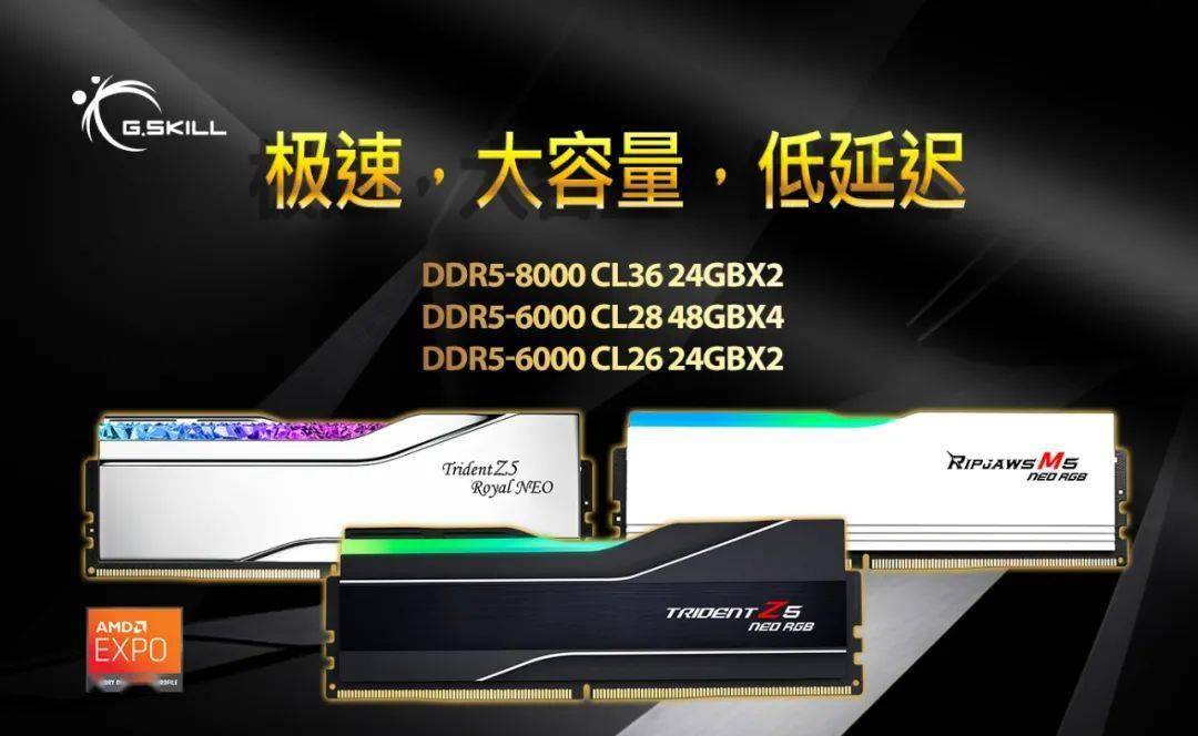 芝奇推出 DDR5-8000 CL36 等三款内存套装，支持AMD EXPO超频技术