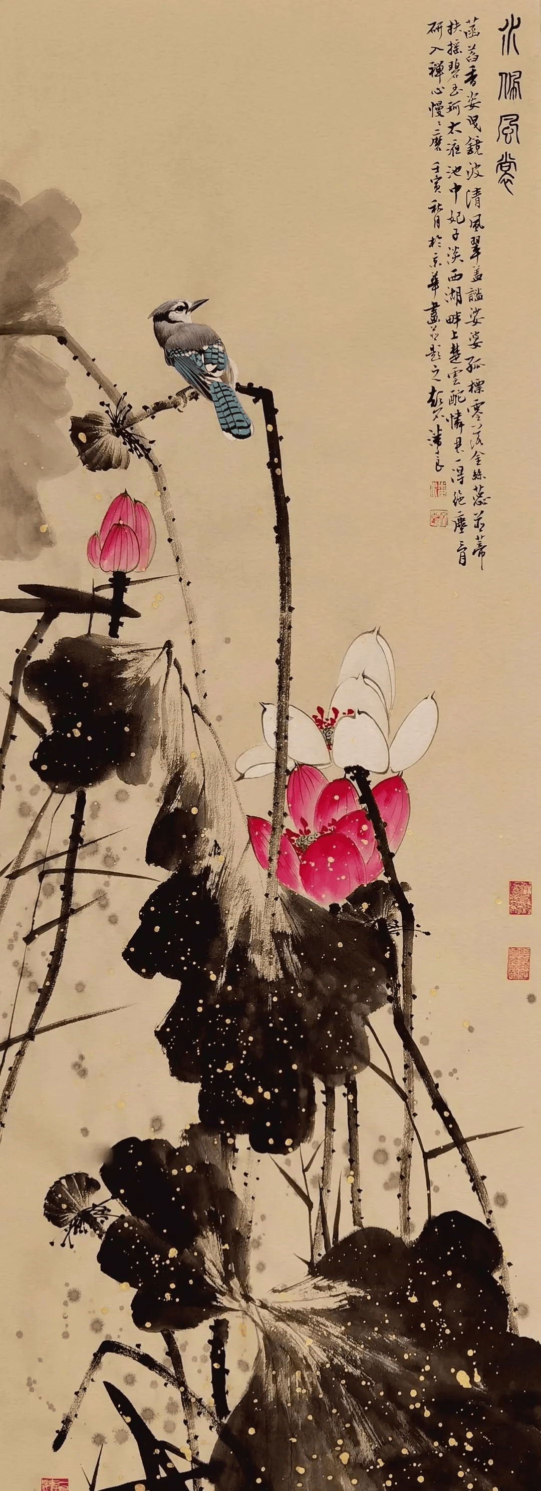 这组水墨荷花,意境深远,收藏临摹!