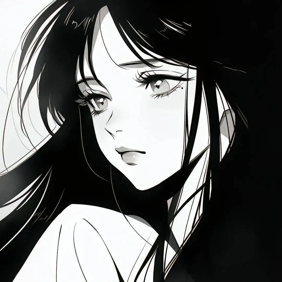 黑白动漫女生头像 ​​​
