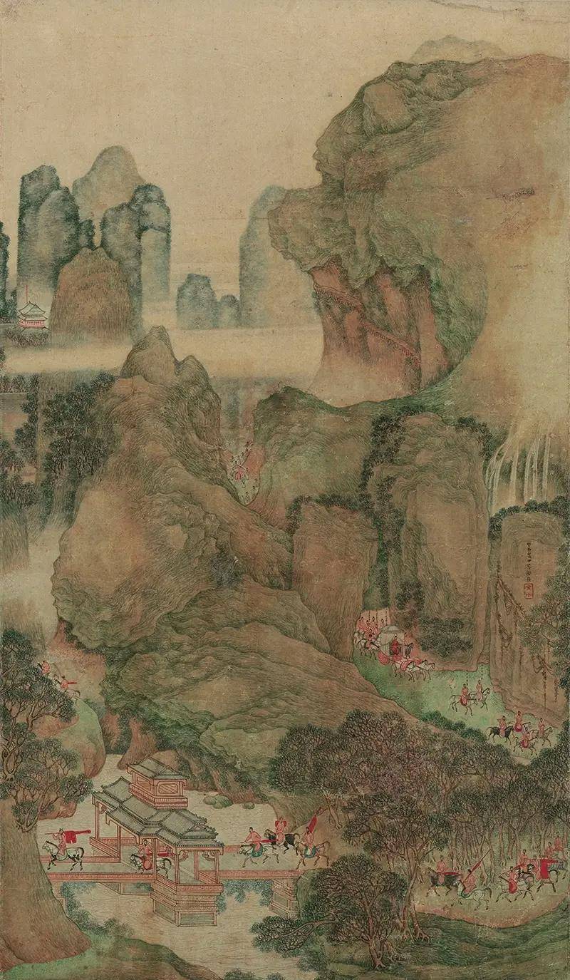宋代名画︱《明皇幸蜀图卷》作品_游春_桃花_连侍从