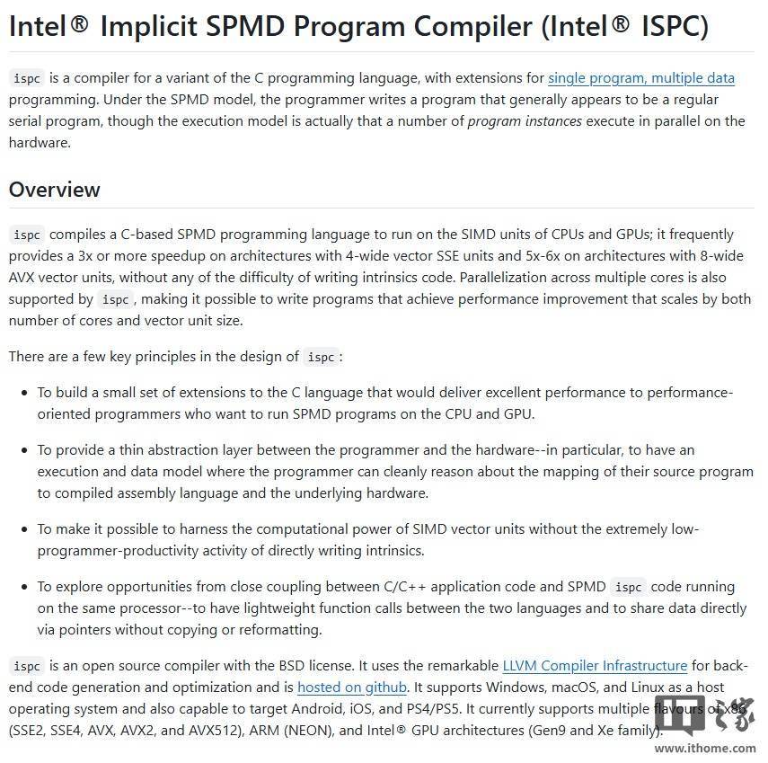 英特尔发布 ISPC 1.2 7 编译器，全面支持 AVX10.2 指令集