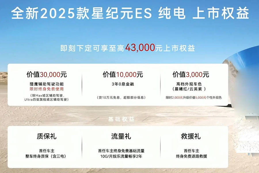 星途星纪元ES纯电版上市，售价18.98-26.98万，高阶智驾性价比再升级！