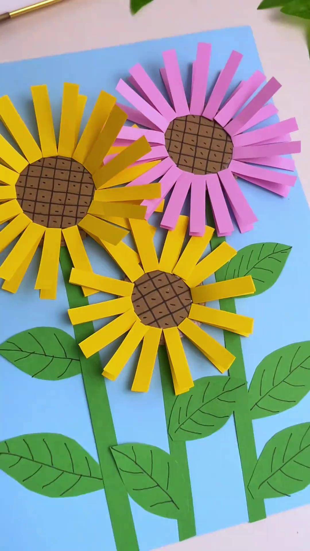 春天到了,用彩纸制作好看的春天主题画吧幼儿园手工 手工diy 清明节