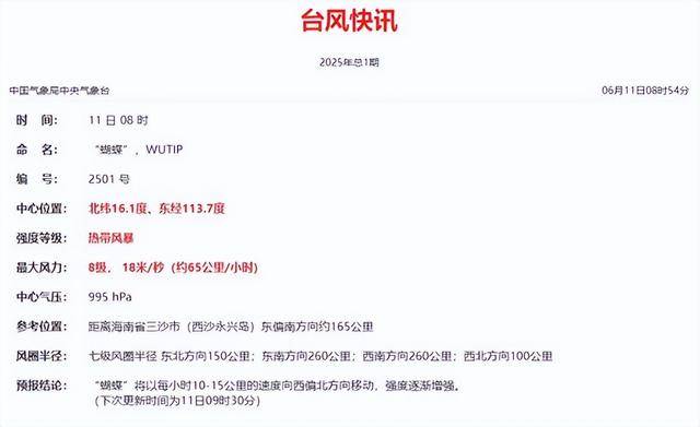 本年第1号飓风蝴蝶生成 估计在海南到广东一带登陆
