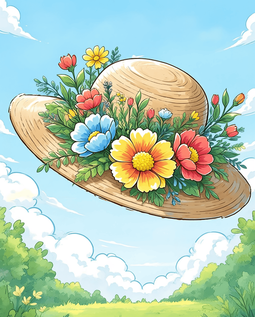 草帽与花,邂逅夏日小确幸