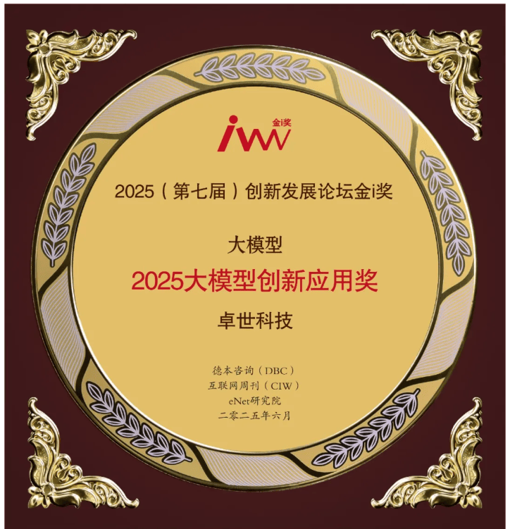卓世科技荣膺《互联网周刊》“2025全国企业新质生产力赋能典型案例”
