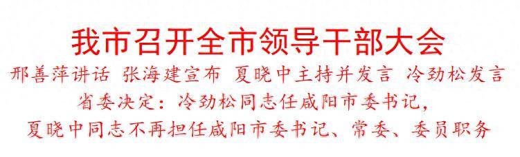 冷劲松任咸阳市委书记