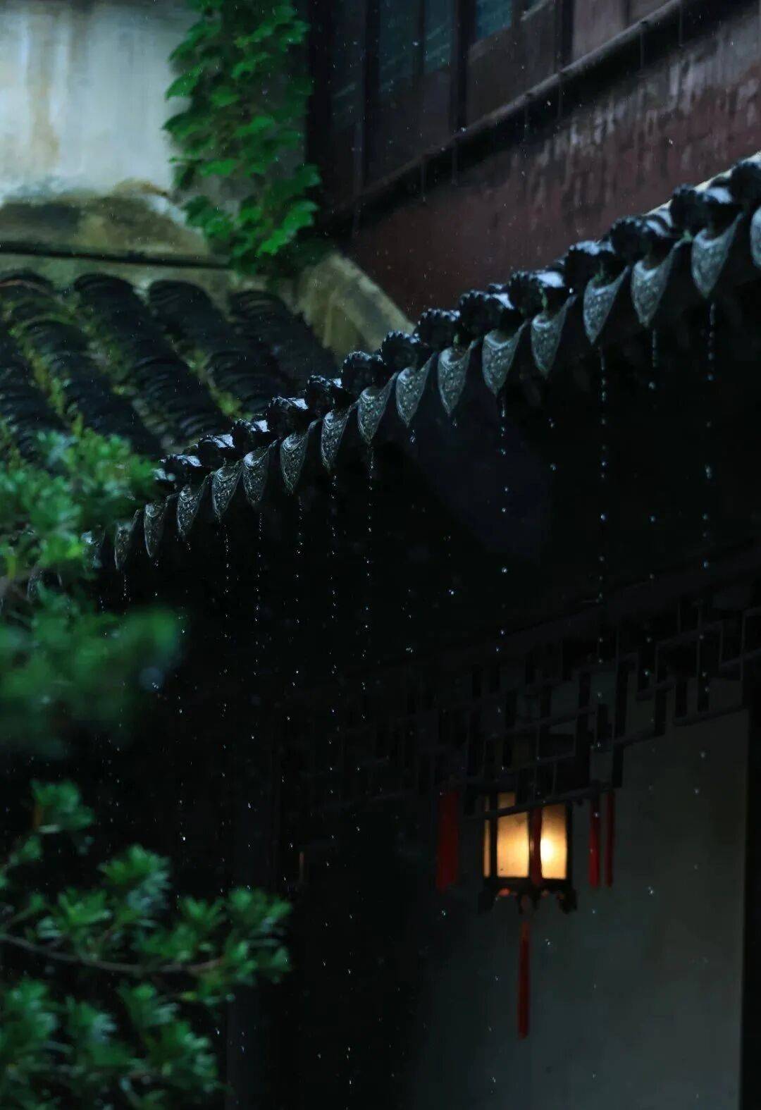 女子_屋檐_雨滴