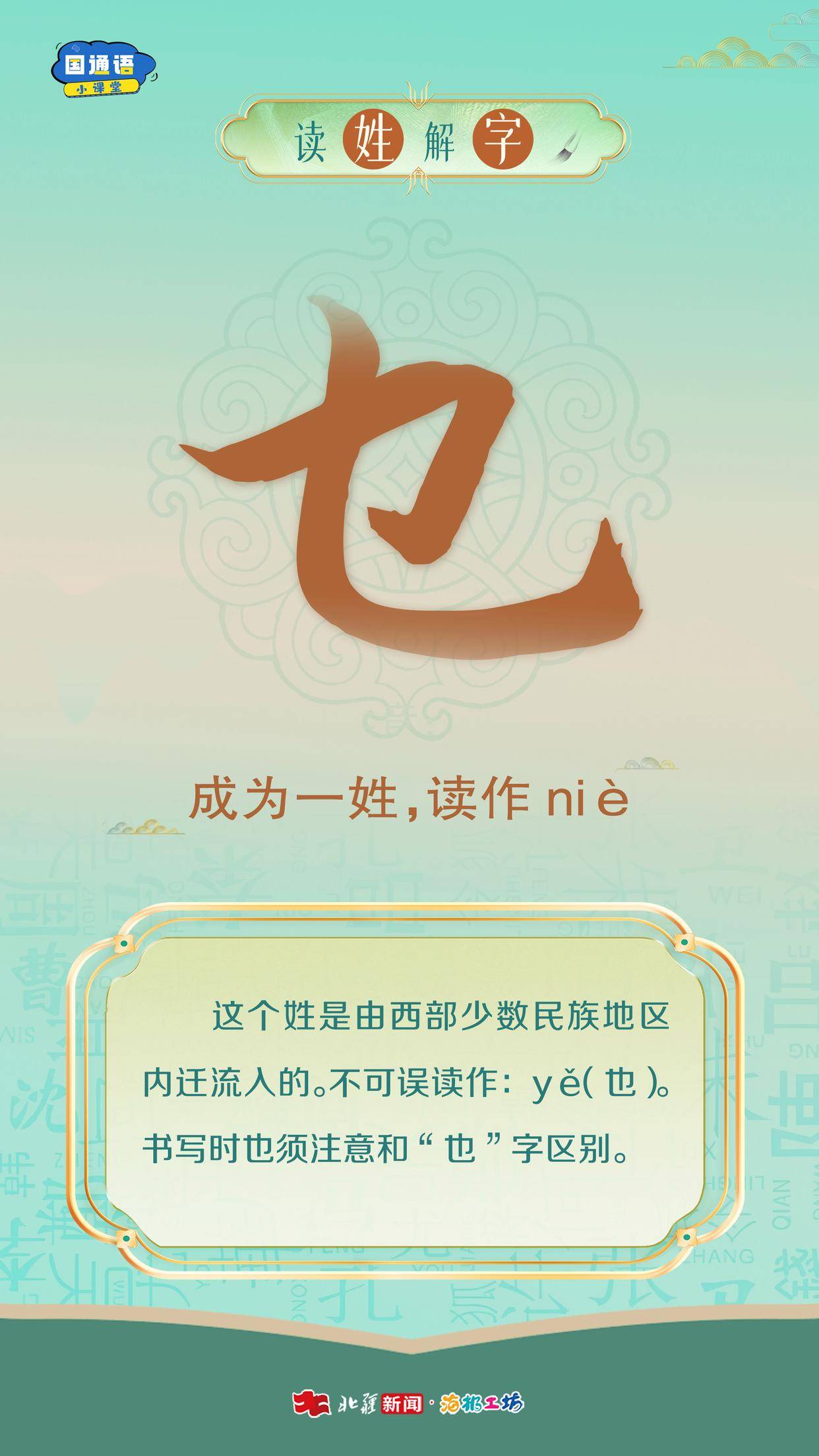 读姓解字|“乜”成为一姓,读作“niè”_百家姓_姓氏_符号