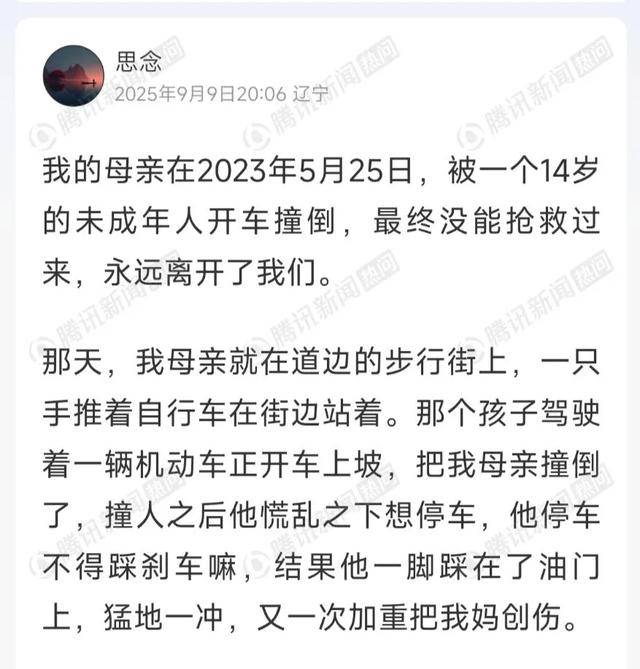 辽宁14岁男孩无证驾驶他人车辆撞死60岁女子，车主被判刑