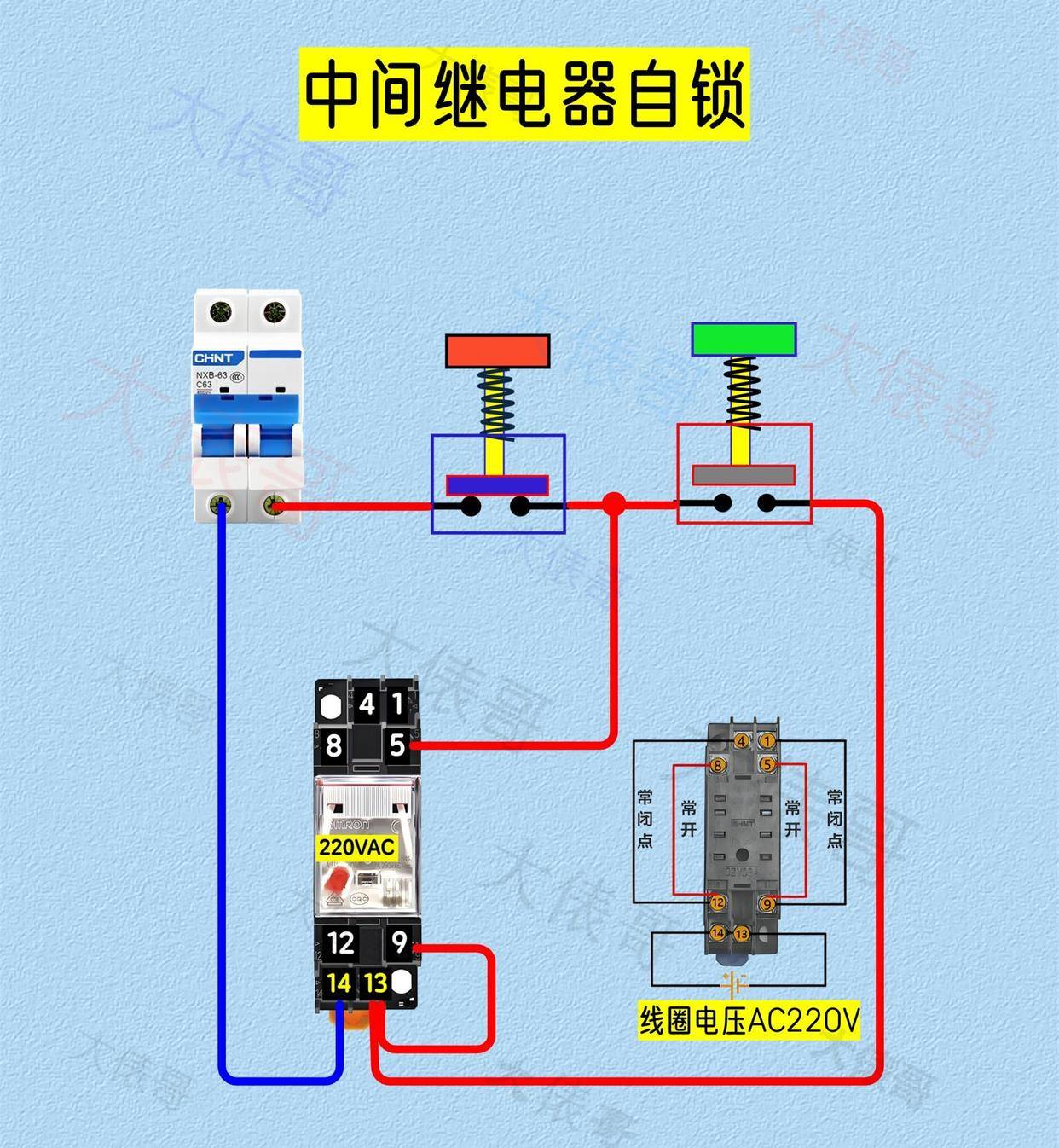 两个接近开关,两个继电器,怎么控制交流接触器?