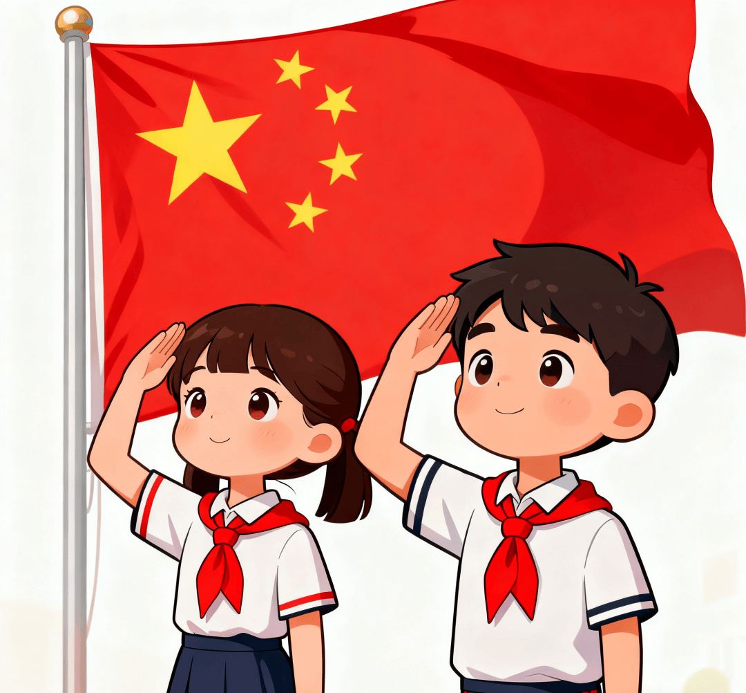 (横屏拍摄,少先队员佩戴红领巾,敬礼)2