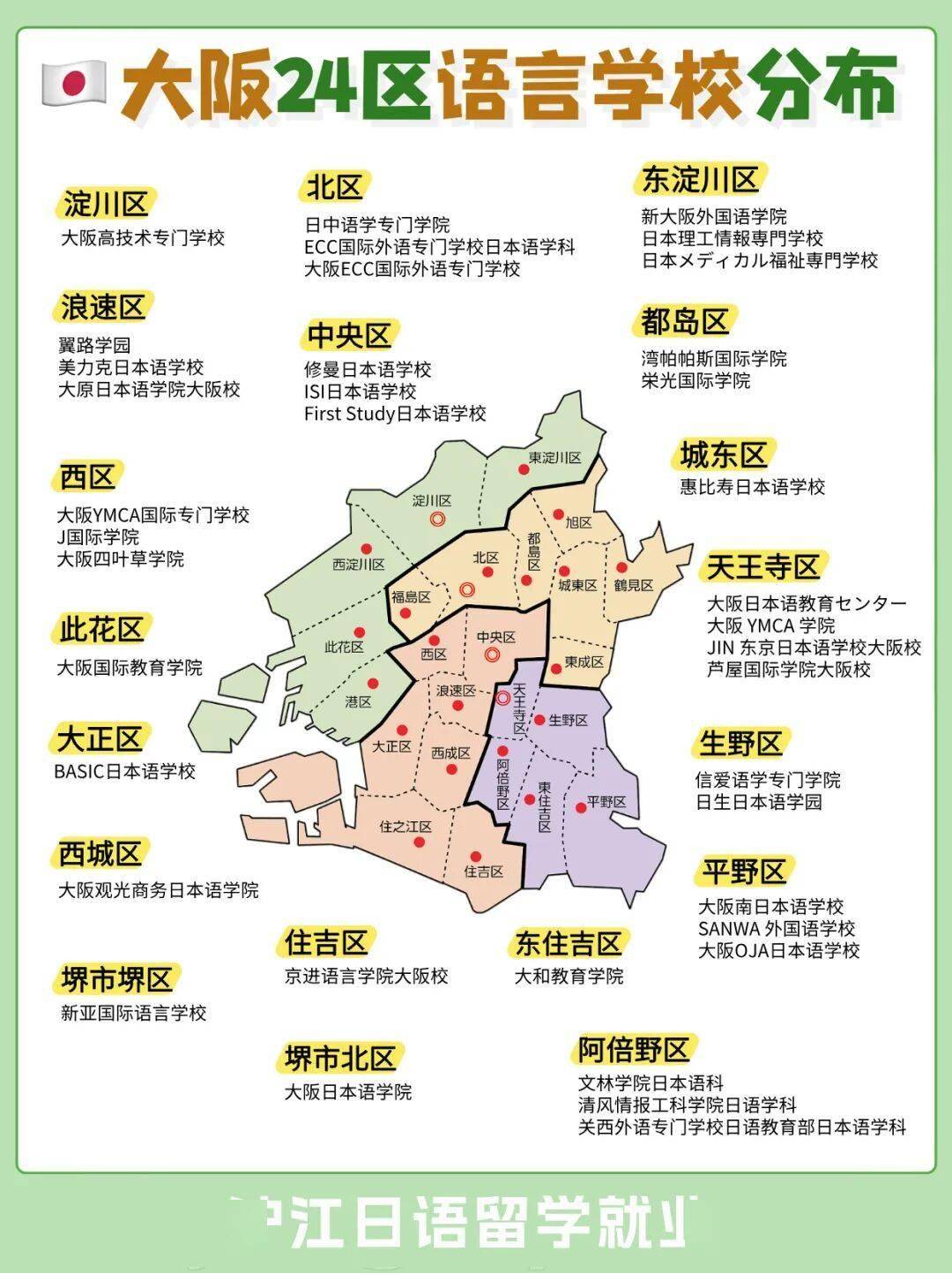 大阪24区语言学校最全盘点择校必看
