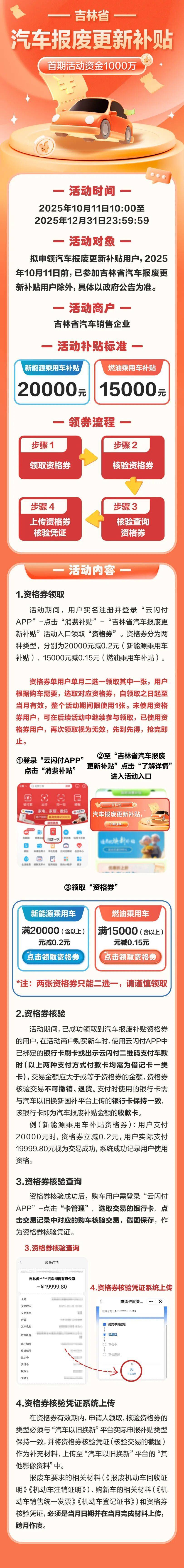 吉林省调整汽车报废更新补贴政策，实行“预约资格制”