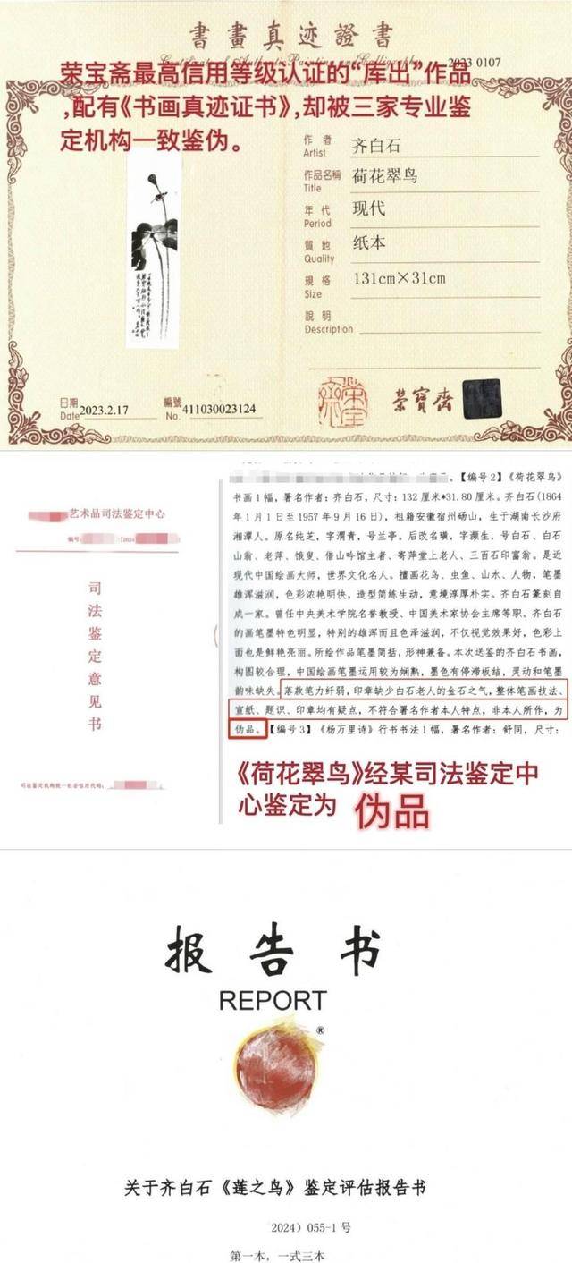 荣宝斋疑售卖齐白石假画被判赔320万 有6件名家作品初步鉴伪(图2)