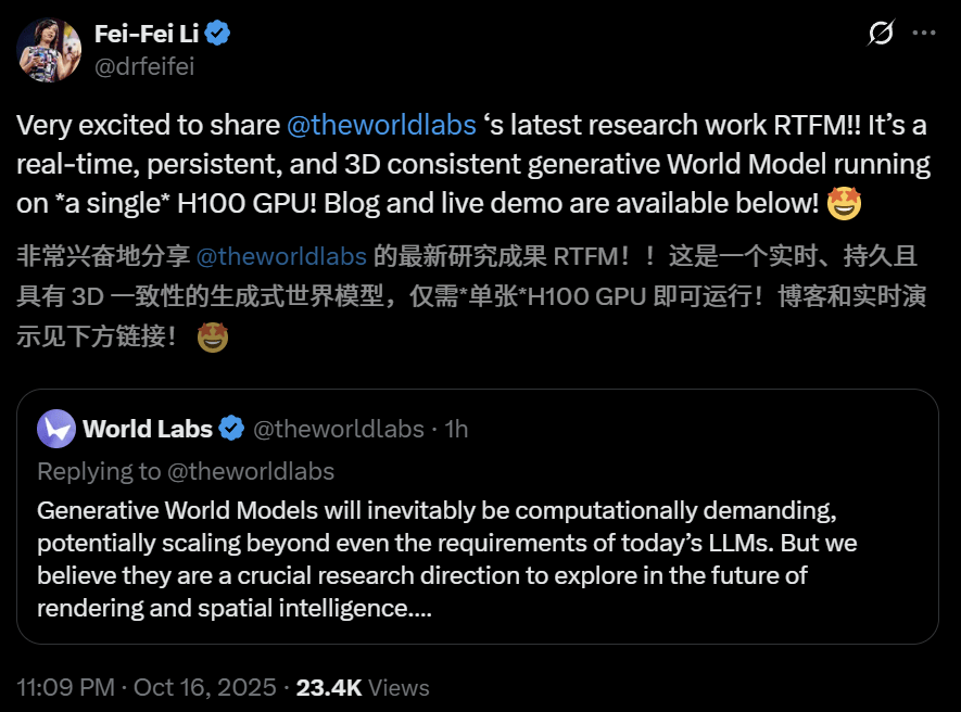 李飞飞全新「世界模型」问世！单张H100实时生成3D永恒世界