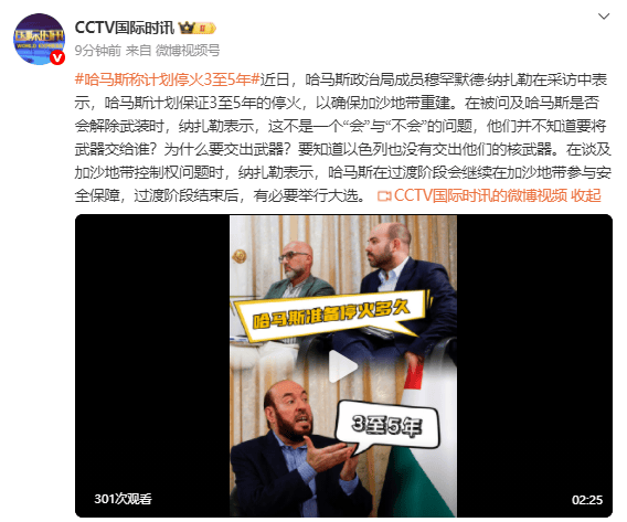 哈马斯称计划停火3至5年