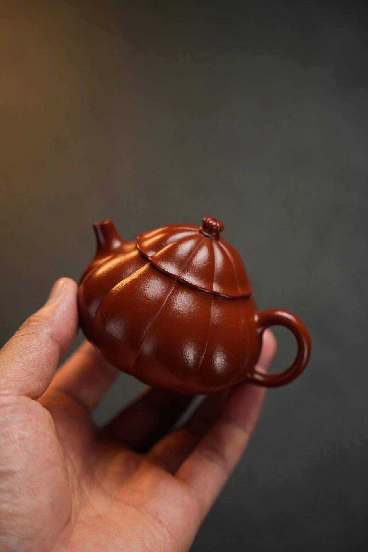 拾器格物￤原矿朱泥筋纹·玲珑紫砂壶