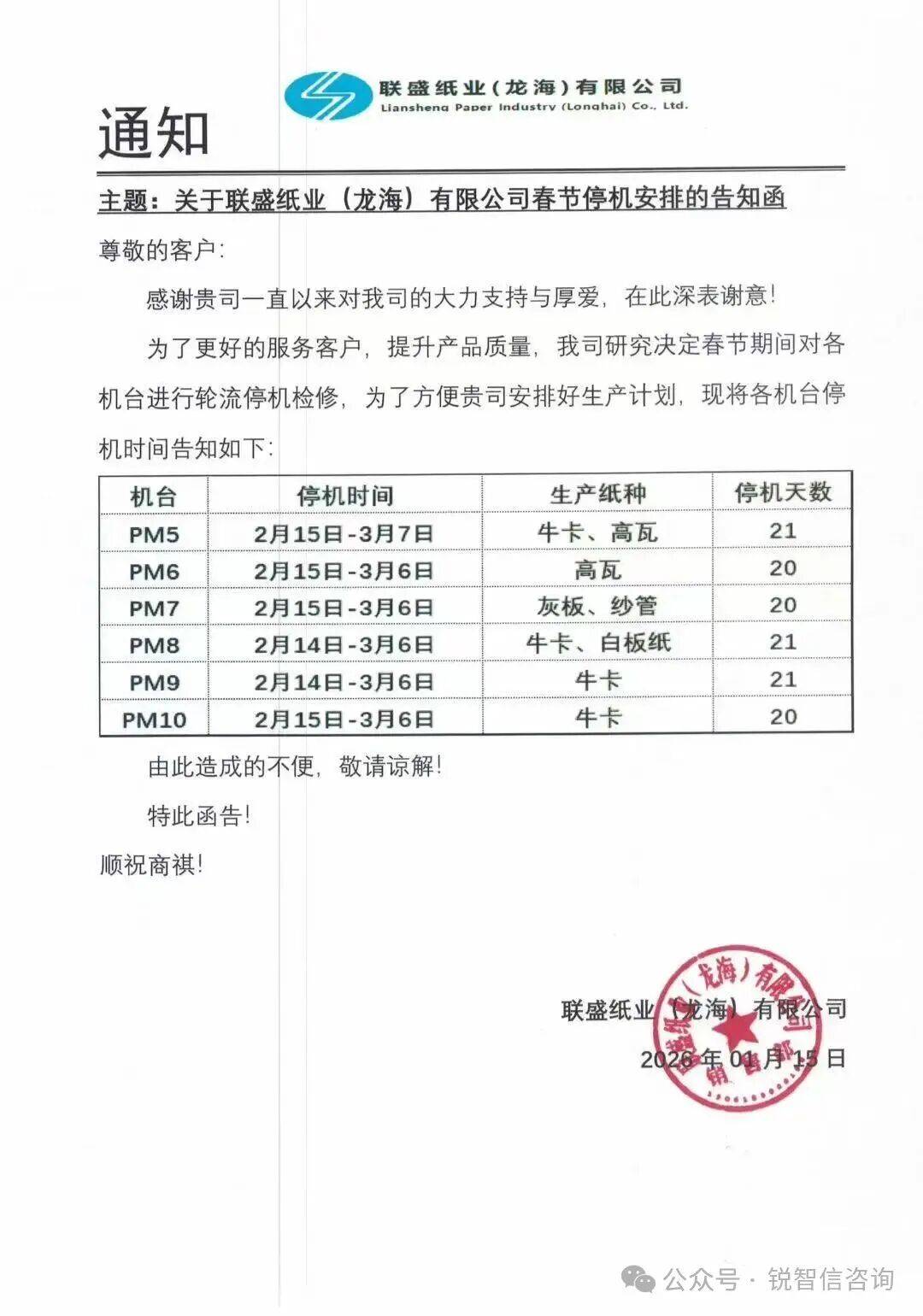 更新部分纸企春节期间停机检修